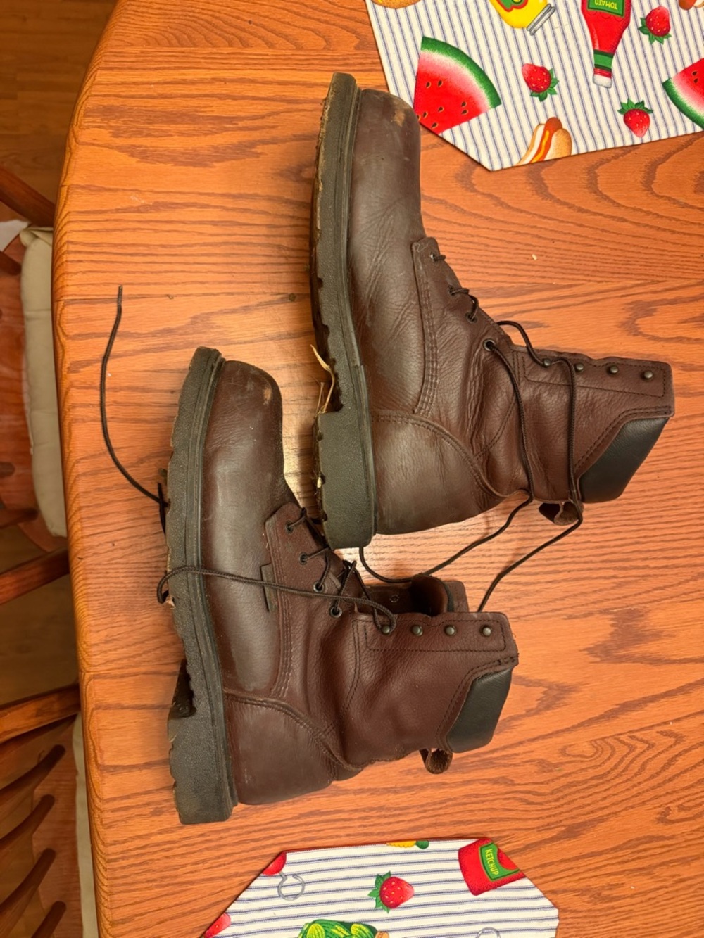 Red Wing Shoes Dark Brown Leather Lace-Up Work Boots
